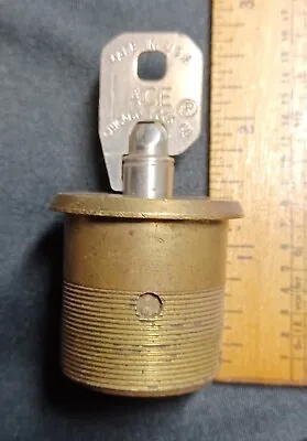 1 Vintage Chicago Lock Co ACE Key Round Tubular Barrel Key + Brass Cylinder • $12