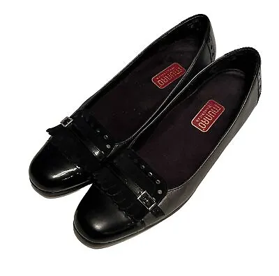 MUNRO American MORGAN Low Heel Cap Toe Kiltie Loafers Shoes Black & Pewter 8 SS • $25.99