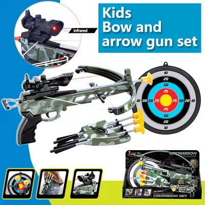 Outdoor Game Real Action Kids Crossbow Set With Target Children Toy Archery Gift • $43.98