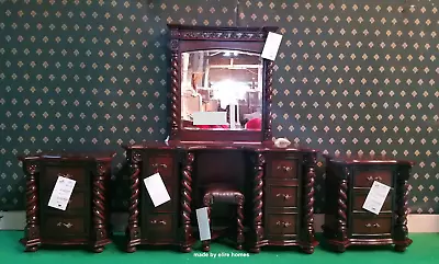 UK STOCK ~  Tudor Style Dressing Table Mirror And Stool • $2490.10