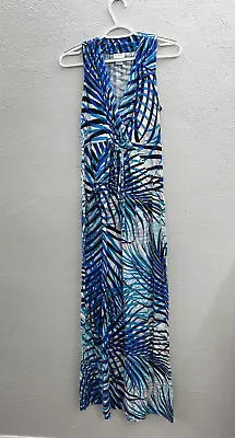 Womens Motherhood Maternity Blue Palm Sleeveless Maxi Dress Size Small • $12.97