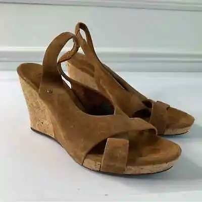 Ugg Hazel Suede Sling Back Wedge Sandals Size 9 • $31.50