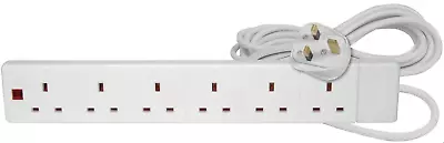 £10.48 • Buy 6Way Gang 2m Extension Lead Standard Protected Power Adaptor Multi Plug Socket