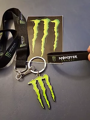 New Monster Energy Keychain Lanyard Sticker Rubber Bracelet Lot • $25