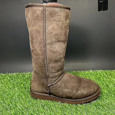 UGG Classic Tall Boots Womens 8 Brown Leather Winter Casual Paisley Outdoor • $34.88