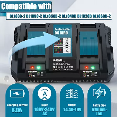 For Makita DC18RD 18V 18 Volt LXT Li-Ion Dual Port Rapid Optimum Battery Charger • $32.89