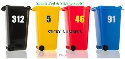 £0.99 • Buy 2 Wheelie Bin Numbers Stickers Self Adhesive Stick On.bin Numbers 6 Inch Bins **