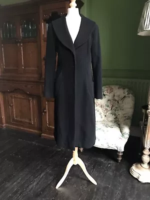 Black Hobbs Long Maxi Wool Cashmere Blend Coat With Detachable Collar Size 8 VGC • £69