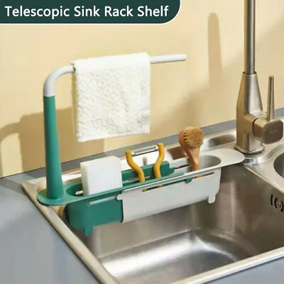 $8.50 • Buy Kitchen Telescopic Sink Rack Shelf Sponge Drain Expandable Storage Shelf Baske