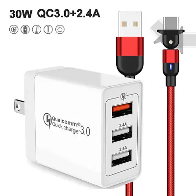 $14.95 • Buy DUAL USB Wall Charger 3 Port Fast Power Adapter For Android IPhone Qualcomm 30W