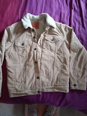 Levi's Sherpa Cord Beige  Trucker Men's Jacket Mays - Size  Large  • £40