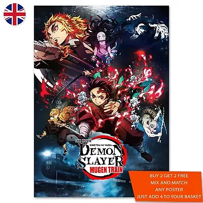 Demon Slayer Mugen Train Movie Poster Print A5 A4 A3 A2 A1 Wall Art Maxi -2091 • $5.06