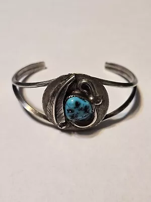 Vintage Native American Sterling Silver Cuff Bracelet Signed NL • $80