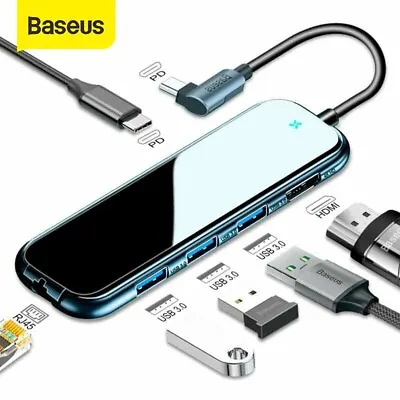$39.59 • Buy Baseus USB3.0 HUB Type C To HDMI 4K RJ45 SD/TF PD Charge Adapter For MacBook Pro