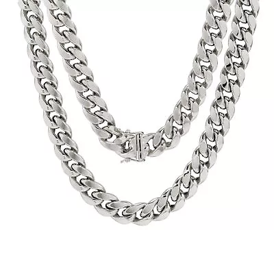 Real 10K White Gold 9mm Miami Cuban Link Thick Heavy Chain Necklace Mens 18 -30  • $3301.98