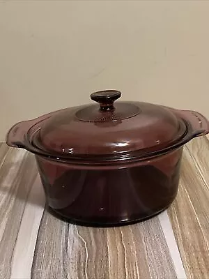 Corning Vision Ware 3.5L Cranberry Glass Stock Pot With Lid Dutch Oven Pan NC • $79.99