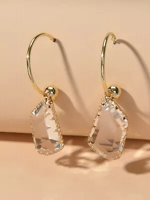 Designer Jewelry Transparent Acrylic Geometric Hoop Dangle Earrings Accessories • $2.99