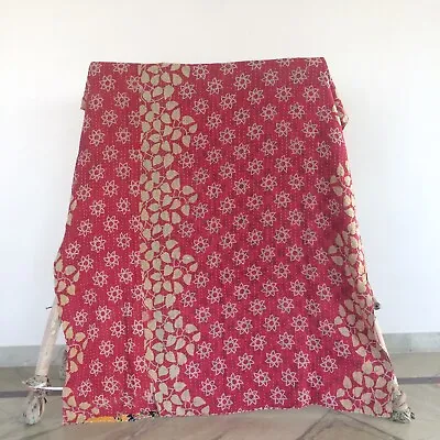 1 Pc Vintage Indian Kantha Throw Single Quilt Handmade Blanket Rally Gudari • $33.95