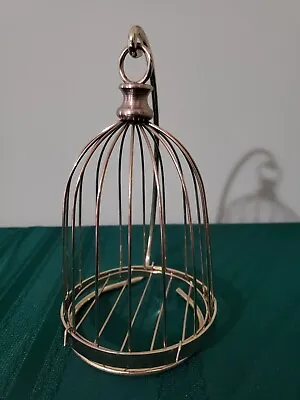 VINTAGE Minature BIRDCAGE WITH STAND BRASS-PLATED HOME INTERIOR  • $18