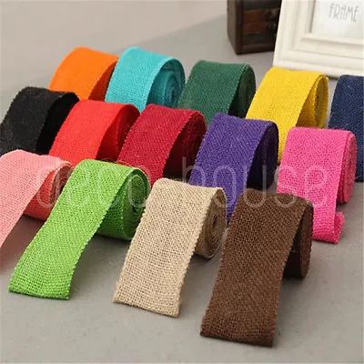£1.59 • Buy Coloured Natural Jute Hessian Burlap Ribbon Rustic Wedding Craft Cake Decoration