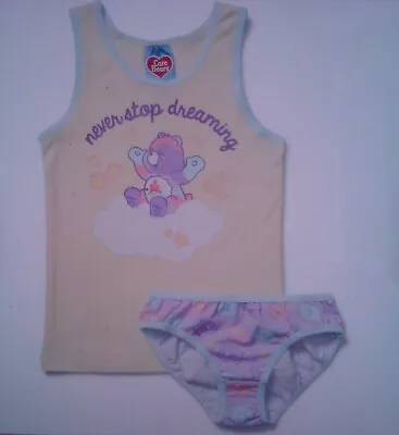Care Bears Girls Size 3-4  Tank Top And Briefs Pyjama Set - Yellow Purple. • $12