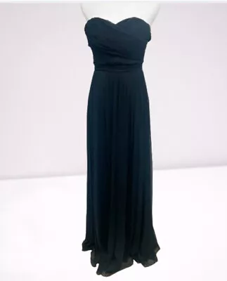 J.Crew Wedding - Arabelle Long Strapless Dress Gown Silk Chiffon #41367 Black • $39.99