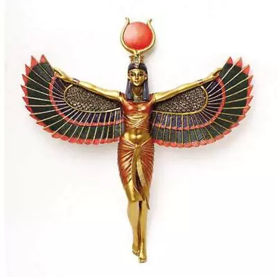 Large Ancient Egyptian Goddess Isis Ra With Open Wings Wall Decor Statue Plaque • $59.44