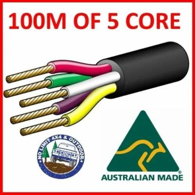 $144.99 • Buy 100m Of 5 Core Wire 8/.32 8 Cable Truck Trailer Boat Car Wiring Led Light Kit