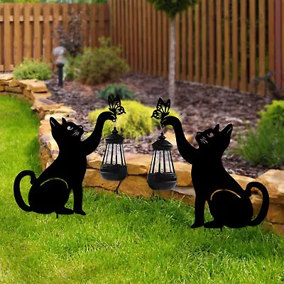 Outdoor Kitten Metal Stake Garden Cat Ornament Figure Yard Art Decoration • $37.04