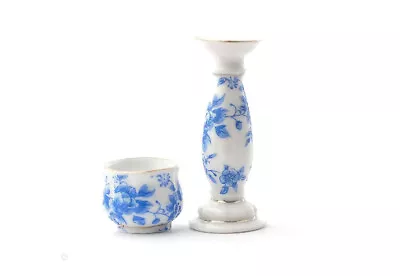 Miniature Blue And White Jardinière Dollhouse Pedestal For Plants 2 Piece Plan • $8.99