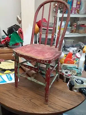Antique Vintage Bent Wood Plank Bottom Childs Chair Multi-Color RARE Find • $19.99