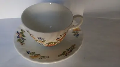 Aynsley Cottage Garden Fluted Cup And Saucer Duo Butterflies Flowers • £7.99
