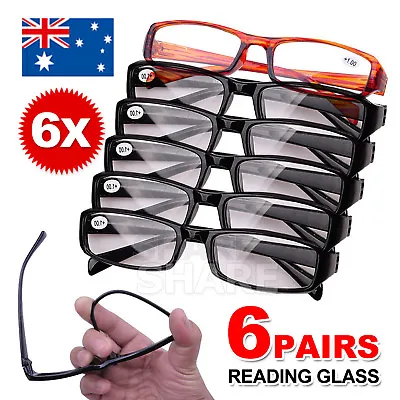 Frame Magnifying Mens Ladies Nerd Spectacle Reading Glasses 6 Pairs Wayfarer • $8.85