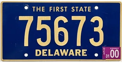 2000 Delaware Passenger License Plate #75673 RIVETED NUMBERS • $13.49