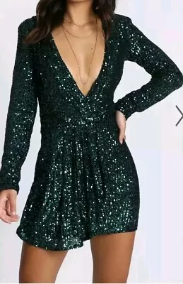 Lioness Sequin Green Mini Dress Size S • $40