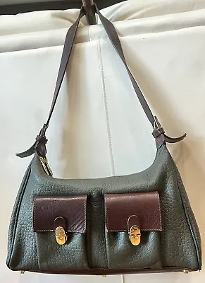 $79.99 • Buy ValentinA Olive Green Brown Leather Satchel  Shoulder Bag Pell Italy EUC