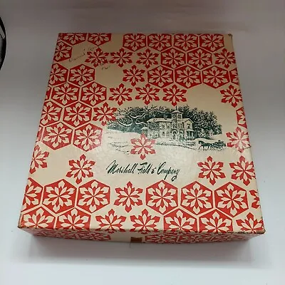 Marshall Field & Co. Red Snowflake House Vintage Christmas Gift Box 11  *EMPTY* • $12.99