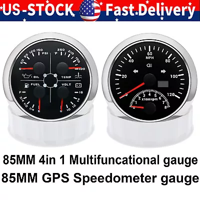 2 Gauge Set 85mm GPS Speedometer 0-120MPH With Tachometer 0-8000RPM 4in 1 Gauge • $95.89