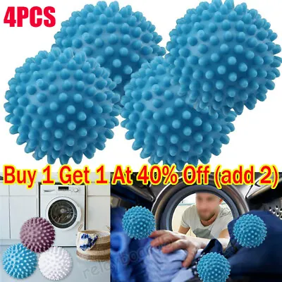 4 X REUSABLE TUMBLE ECO DRYER CLOTHES SOFTENER WASHING MACHINE BALLS PLASTIC UK • £5.59