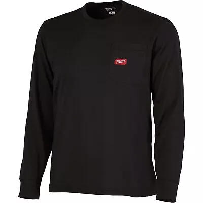 Milwaukee 606B-L Heavy Duty Long Sleeve Pocket T-Shirt ~LARGE~BLACK~ • $19.90