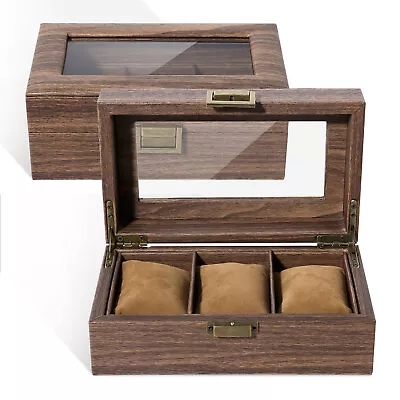 Luxury Wooden Watch Box Case Storage Display Jewelry Collection Organiser Holder • £12.99