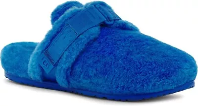 UGG Fluff IT Slippers Men's Sz 10 / 43 Blue Lamb Shearling Fur Slide Comfort NEW • $65
