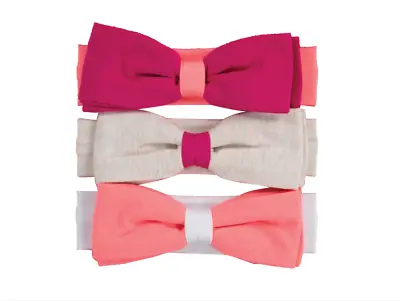 3 Nike Baby Girls Headbands With Bow Size 0-6 Months Pink Shower Gift L28 MA • $12.99