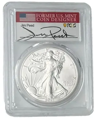 2021 Silver Eagle Type 2 Pcgs Ms70 First Day Of Issue Fdi Jim Peed Signed • $65