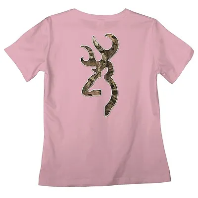 Browning Buckmark Pink Mossy Oak Camo Ladies T-Shirt • $10.77