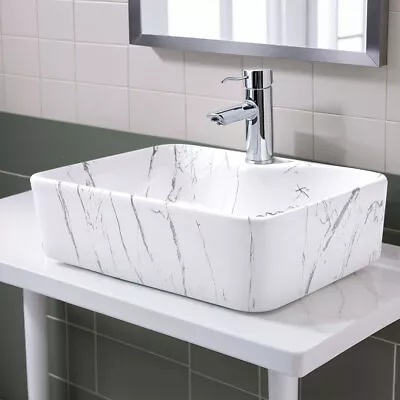 Bathroom Cloakroom Vanity Sink Countertop Marble Effect Ceramic Washing Basin • £49.95