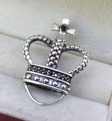 THOMAS SABO Pendant STERLING SILVER 925 BLACK CZ SET CROWN CHARM CARRIER • $75