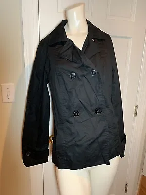 Merona Lightweight Black 100% Cotton Lined Jacket Coat Pleated Back  Buttoned  • $8.99