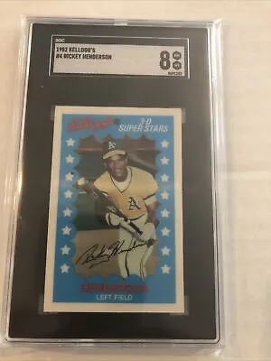 Rickey Henderson Oakland A's Hof 1982 Kellog's Kellogs Card #4 Graded Sgc 8 • $21.99