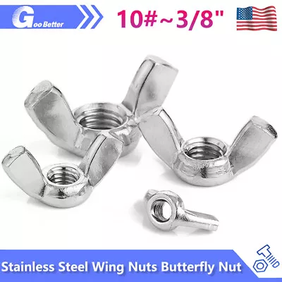 10# 1/4  5/16  3/8  UNC A2 Stainless Steel Wing Nuts Butterfly Nut DIN 315 • $6.35